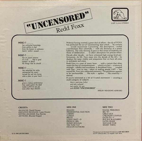 Redd Foxx - Uncensored - LP
