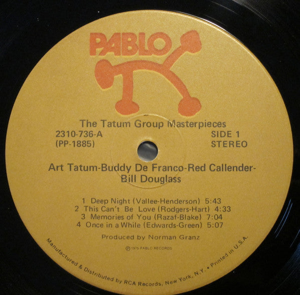 Art Tatum, Buddy De Franco*, Red Callender, Bill Douglass (2) - The Tatum Group Masterpieces - LP