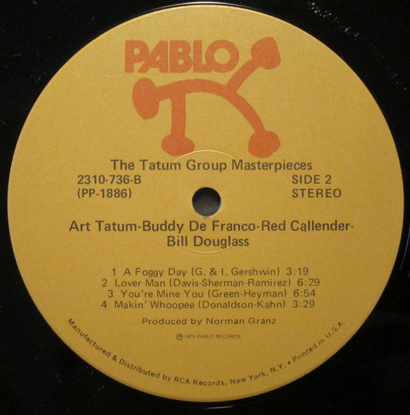 Art Tatum, Buddy De Franco*, Red Callender, Bill Douglass (2) - The Tatum Group Masterpieces - LP