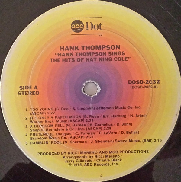 Hank Thompson - Sings The Hits Of Nat "King" Cole - LP
