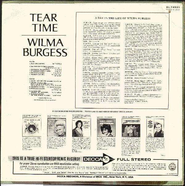 Wilma Burgess - Tear Time - LP