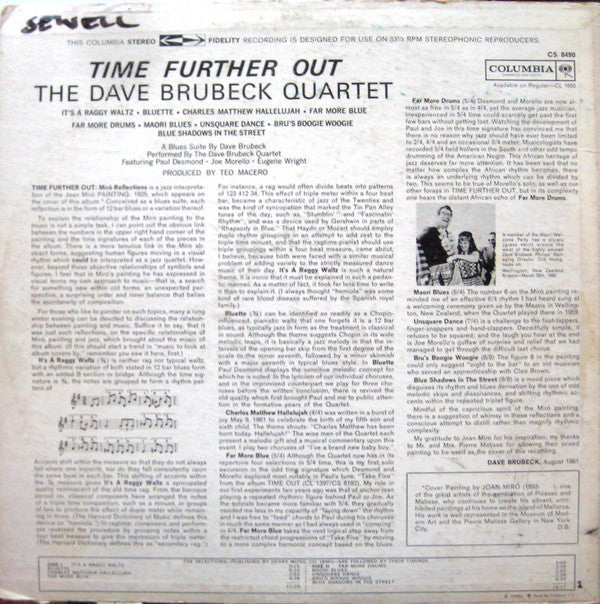 The Dave Brubeck Quartet - Time Further Out (Miro Reflections) - LP
