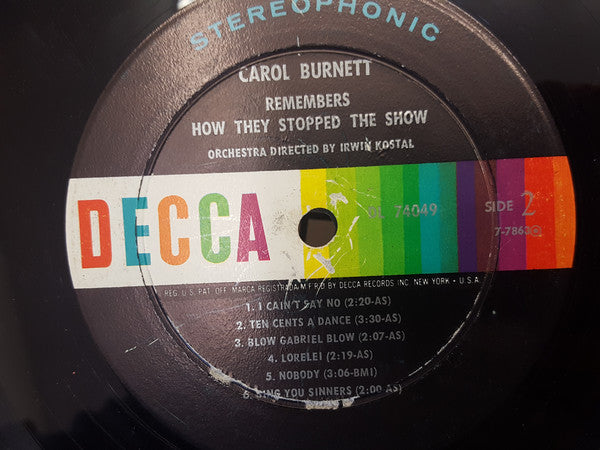 Carol Burnett - Carol Burnett Remembers How They Stopped The Show - LP