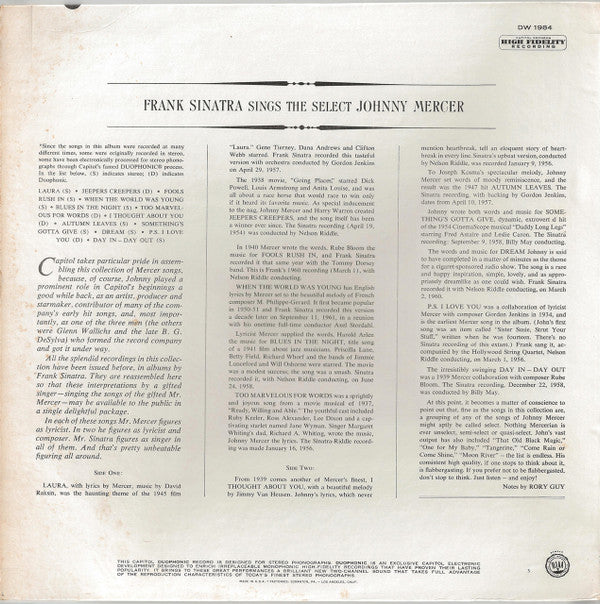 Frank Sinatra - Sings The Select Johnny Mercer - LP