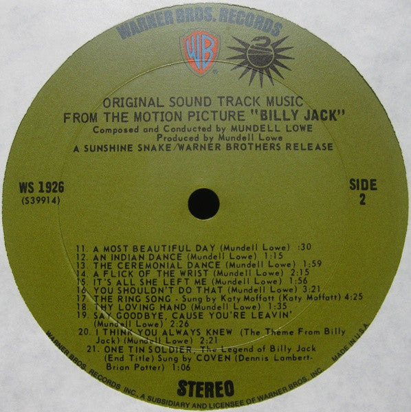 Mundell Lowe - Original Sound Track Music From The Motion Picture Billy Jack - LP