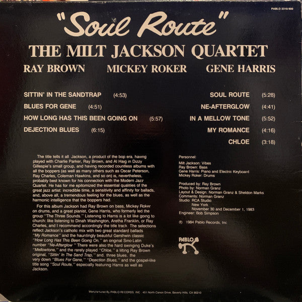 The Milt Jackson Quartet - Soul Route - LP