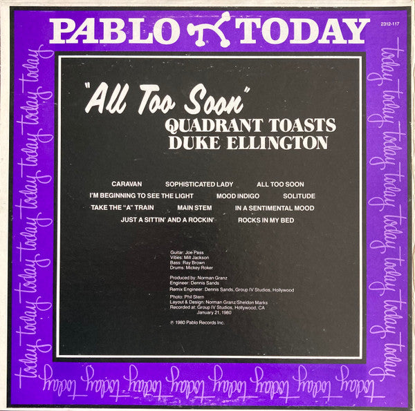 Quadrant Toasts Duke Ellington - All Too Soon - LP