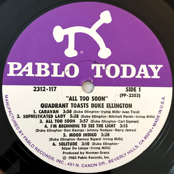 Quadrant Toasts Duke Ellington - All Too Soon - LP