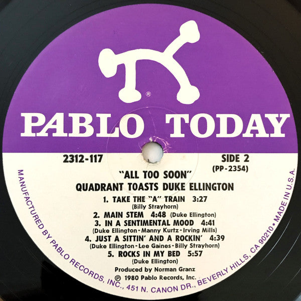 Quadrant Toasts Duke Ellington - All Too Soon - LP