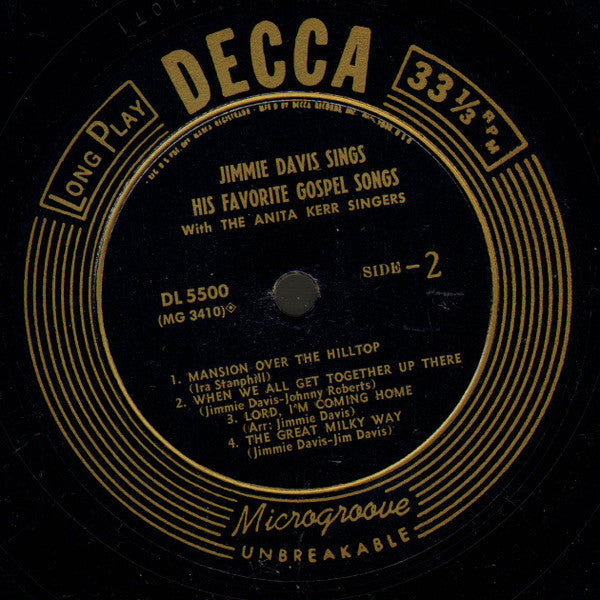 Jimmie Davis With The Anita Kerr Singers - Jimmie Davis Sings His Favorite Gospel Songs - LP