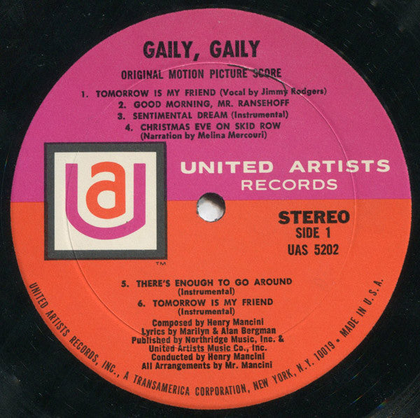 Henry Mancini - Gaily, Gaily (The Original Motion Picture Score) - LP