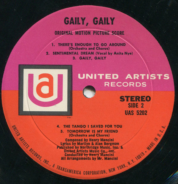 Henry Mancini - Gaily, Gaily (The Original Motion Picture Score) - LP