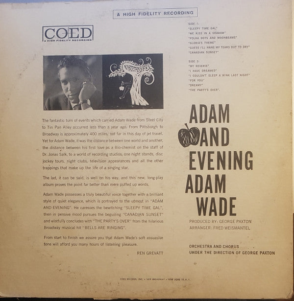 Adam Wade  - Adam And Evening - LP