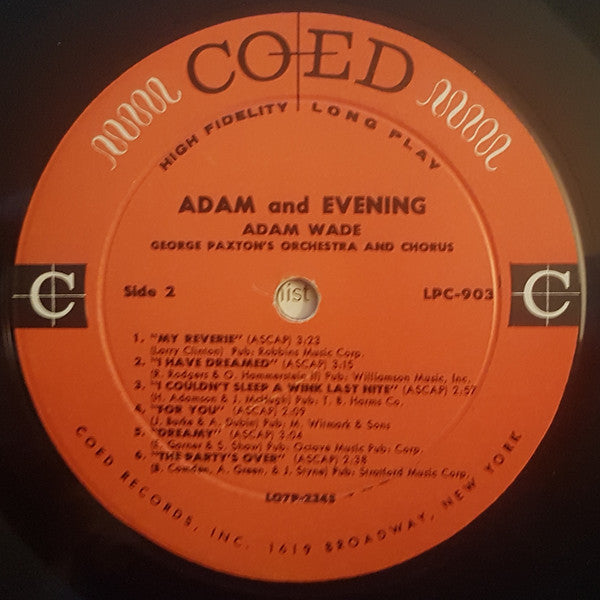 Adam Wade (2) - Adam And Evening - LP