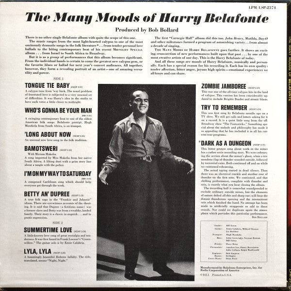 Harry Belafonte - The Many Moods Of Belafonte - LP