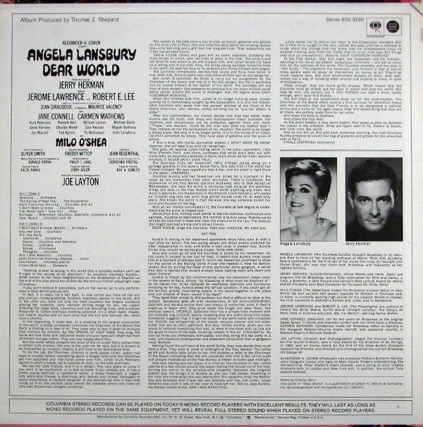 Angela Lansbury, Jerry Herman - Dear World (Original Broadway Cast Recording) - LP