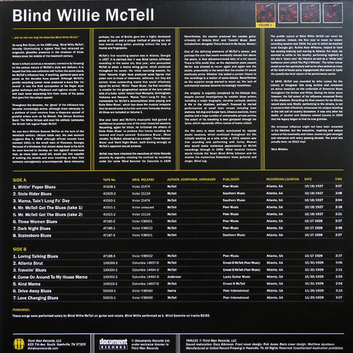 Blind Willie McTell - Complete Recorded Works In Chronological Order October 18, 1927 To November 29, 1929 (Volume 1) - LP