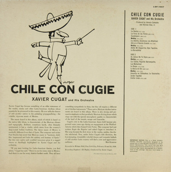 Xavier Cugat And His Orchestra - Chile Con Cugie - LP
