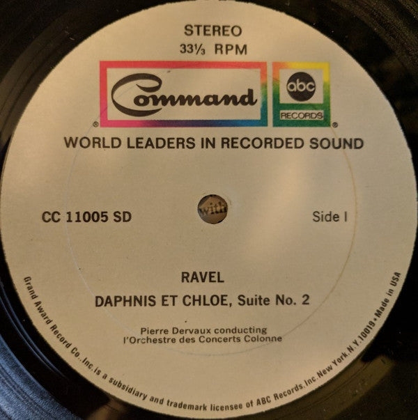 Ravel*, Pierre Dervaux ~ L'Orchestre Des Concerts Colonne* - Daphnis Et Chloé, Suite No. 2 / La Valse ~ Alborada Del Gracioso - LP