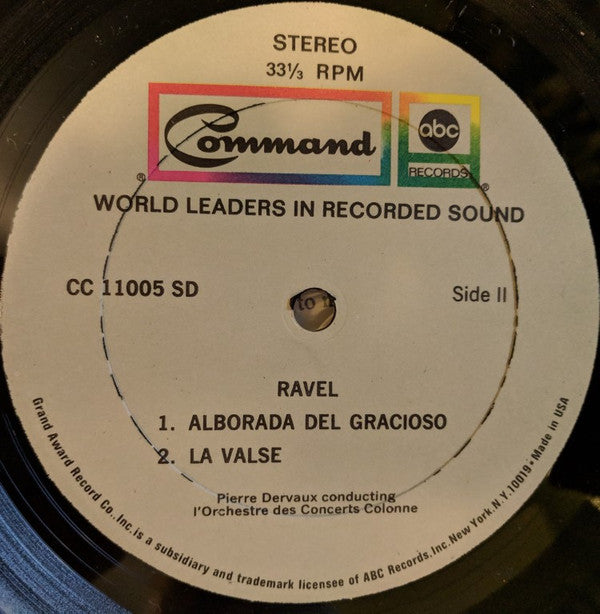 Ravel*, Pierre Dervaux ~ L'Orchestre Des Concerts Colonne* - Daphnis Et Chloé, Suite No. 2 / La Valse ~ Alborada Del Gracioso - LP