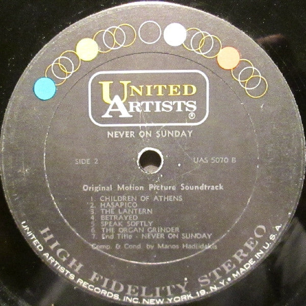 Manos Hadjidakis - Never On Sunday - LP