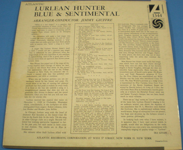 Lurlean Hunter - Blue & Sentimental - LP