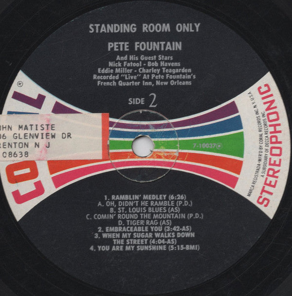 Pete Fountain - Standing Room Only - LP