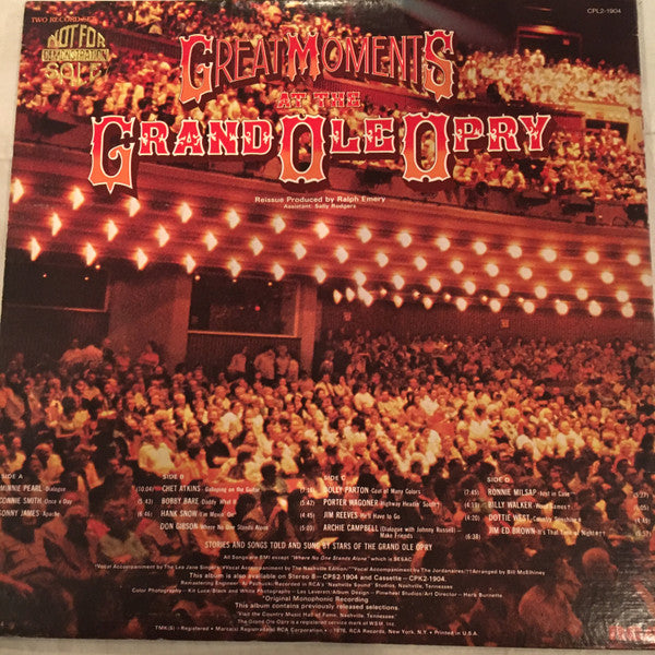 Various - Great Moments At The Grand Ole Opry - LP