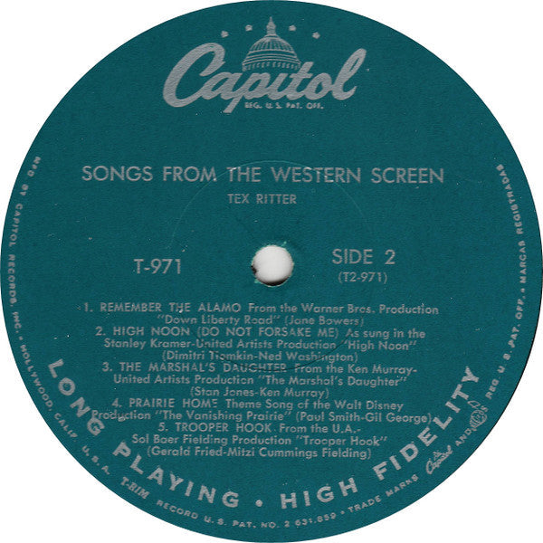Tex Ritter - Songs From The Western Screen - LP