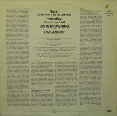 John Browning , Ravel*, Prokofiev*, Philharmonia Orchestra, Erich Leinsdorf - Ravel: Concerto For The Left Hand / Prokofiev: Concerto No. 3 - LP