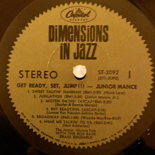 The Junior Mance Trio* With The Bob Bain Brass Ensemble - Get Ready, Set, Jump!!! - LP