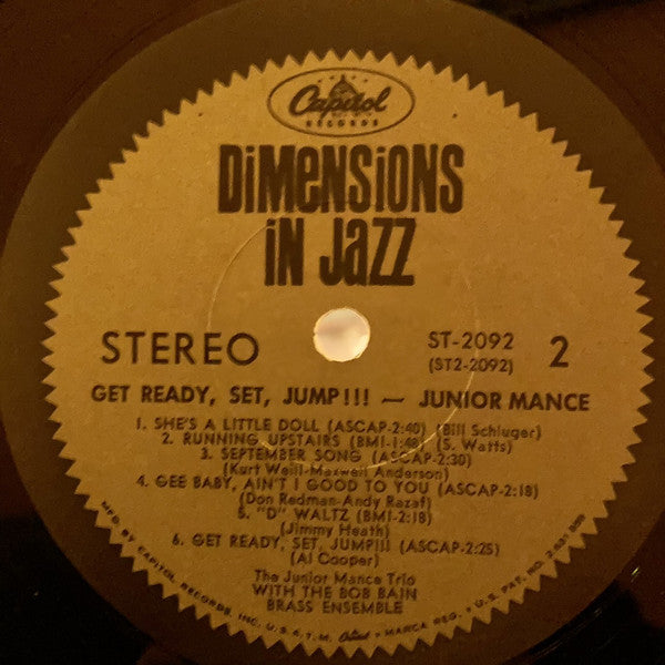 The Junior Mance Trio* With The Bob Bain Brass Ensemble - Get Ready, Set, Jump!!! - LP