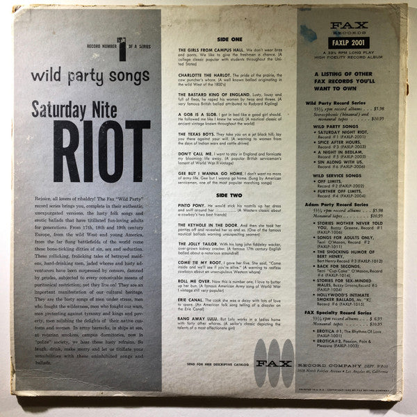 Unknown Artist - Saturday Night Riot - LP