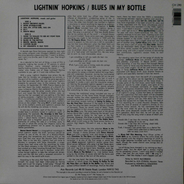Lightnin' Hopkins - Blues In My Bottle - LP