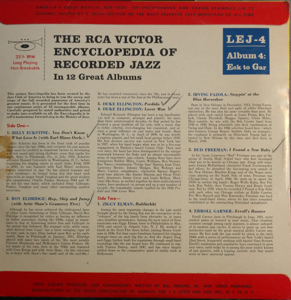 Various - The RCA Victor Encyclopedia Of Recorded Jazz: Album 4 - Eck To Gar - LP