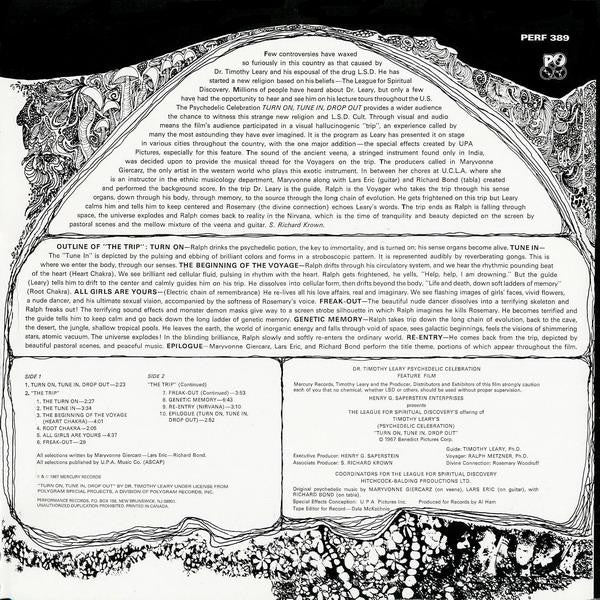 Dr. Timothy Leary - Turn On, Tune In, Drop Out (The Original Motion Picture Soundtrack) - LP