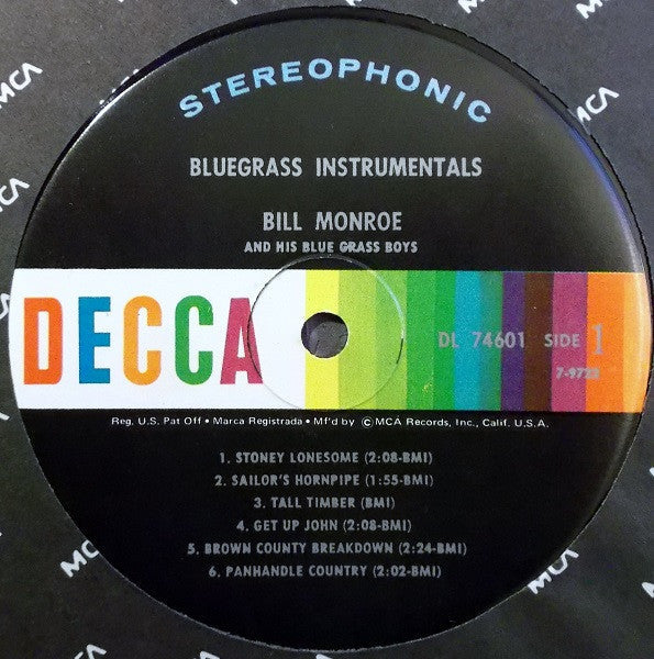 Bill Monroe & His Blue Grass Boys - Bluegrass Instrumentals - LP