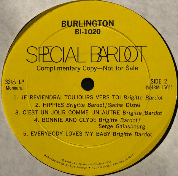 Brigitte Bardot - Special Bardot (Excerpts From The Television Soundtrack) - LP