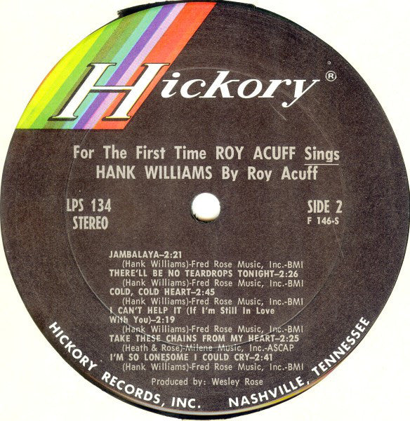 Roy Acuff - Roy Acuff Sings Hank Williams - LP