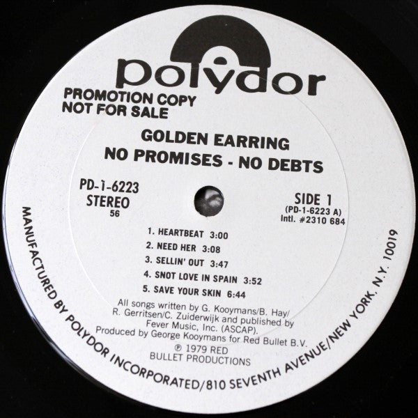 Golden Earring - No Promises - No Debts - LP