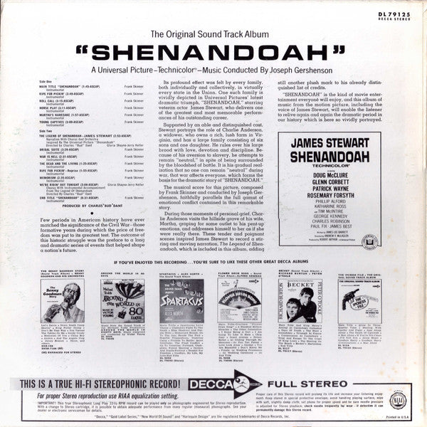 Joseph Gershenson - Shenandoah, The Original Soundtrack Album - LP