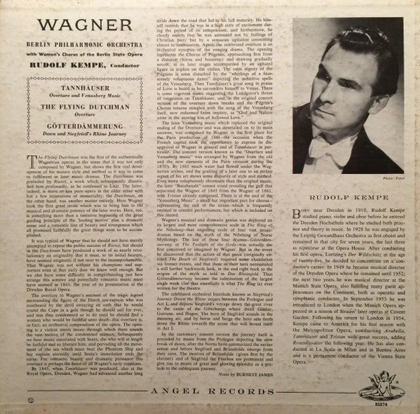 Wagner*, Rudolf Kempe, Berlin Philharmonic Orchestra*, Women's Chorus Of The Berlin State Opera - Wagner: Tannhauser, Die Gotterdammerung, The Flying Dutchman - LP