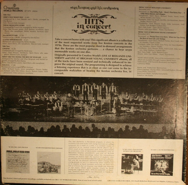 Stan Kenton And His Orchestra - Hits In Concert - LP