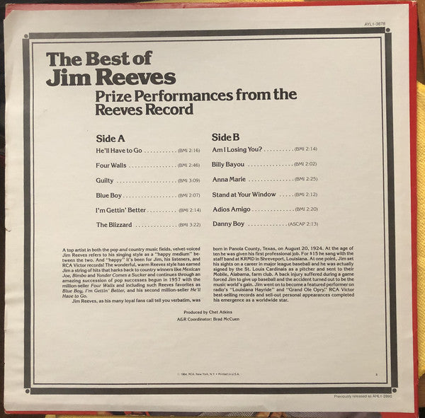 Jim Reeves - The Best Of Jim Reeves - LP