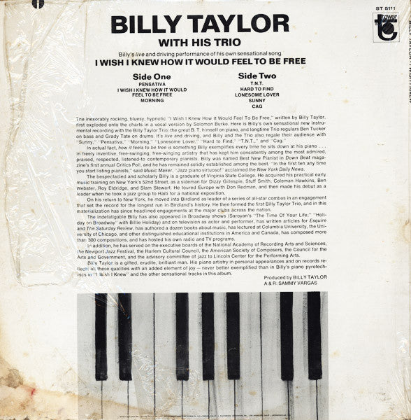 Billy Taylor - I Wish I Knew How It Would Feel To Be Free - LP