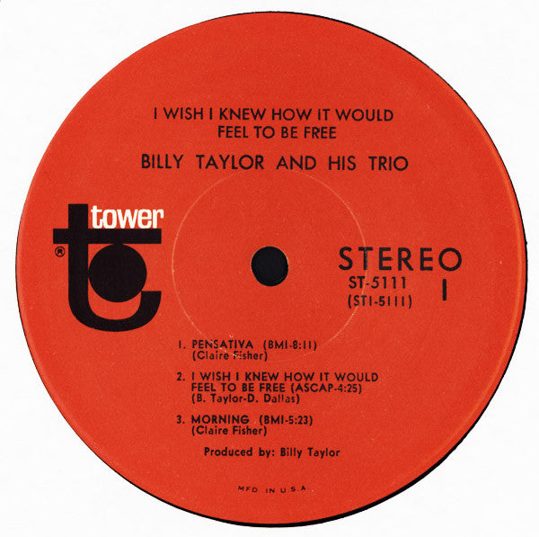 Billy Taylor - I Wish I Knew How It Would Feel To Be Free - LP