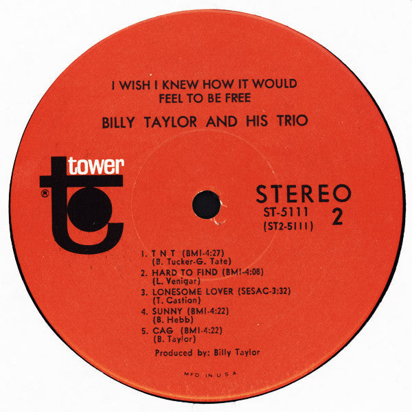 Billy Taylor - I Wish I Knew How It Would Feel To Be Free - LP