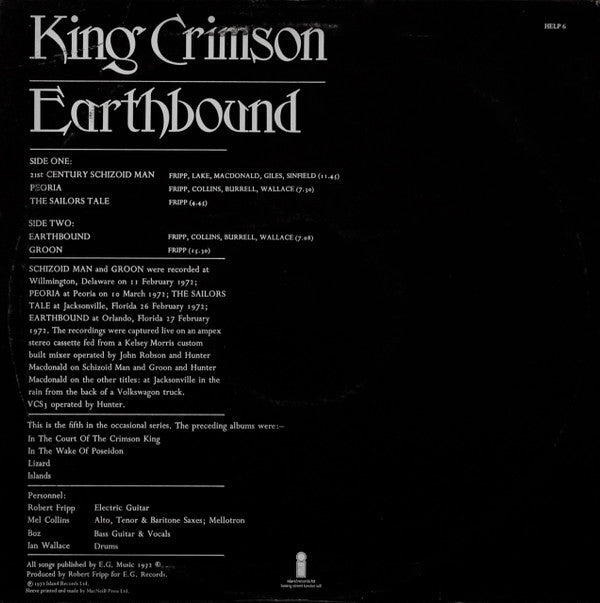 King Crimson - Earthbound - LP
