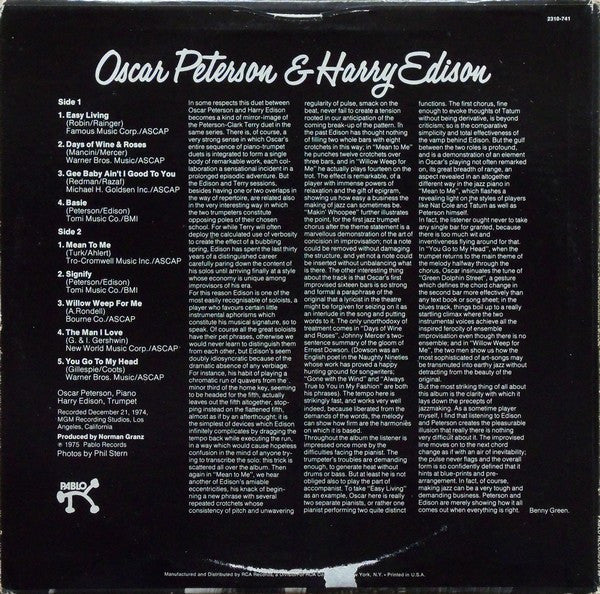 Oscar Peterson & Harry Edison - Oscar Peterson & Harry Edison - LP