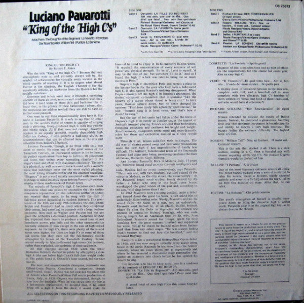 Luciano Pavarotti - King Of The High C's - LP